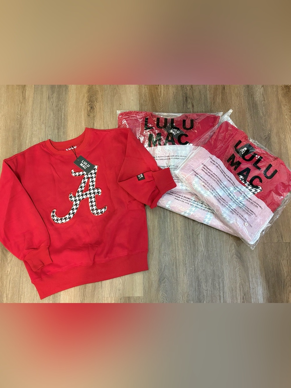 NEW Women's Red Pullover Alabama Sweatshirt with Houndstooth 'A' Appliqué